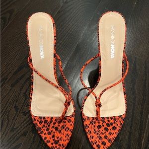 Fashion Nova Orange, Cheetah Print Heels